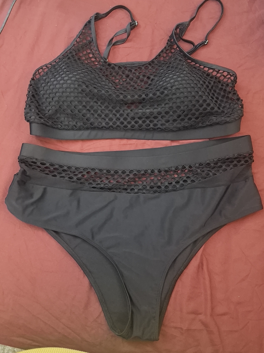 Black Mesh Two-Piece Bikini Set
